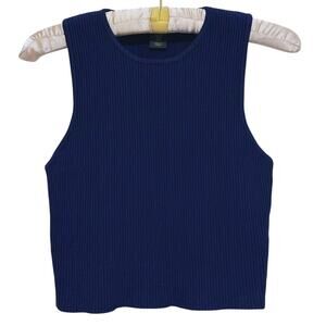 House of Harlow 1960 Ribbed Knit Sweater Vest Medium Navy Academia Quiet Luxury
